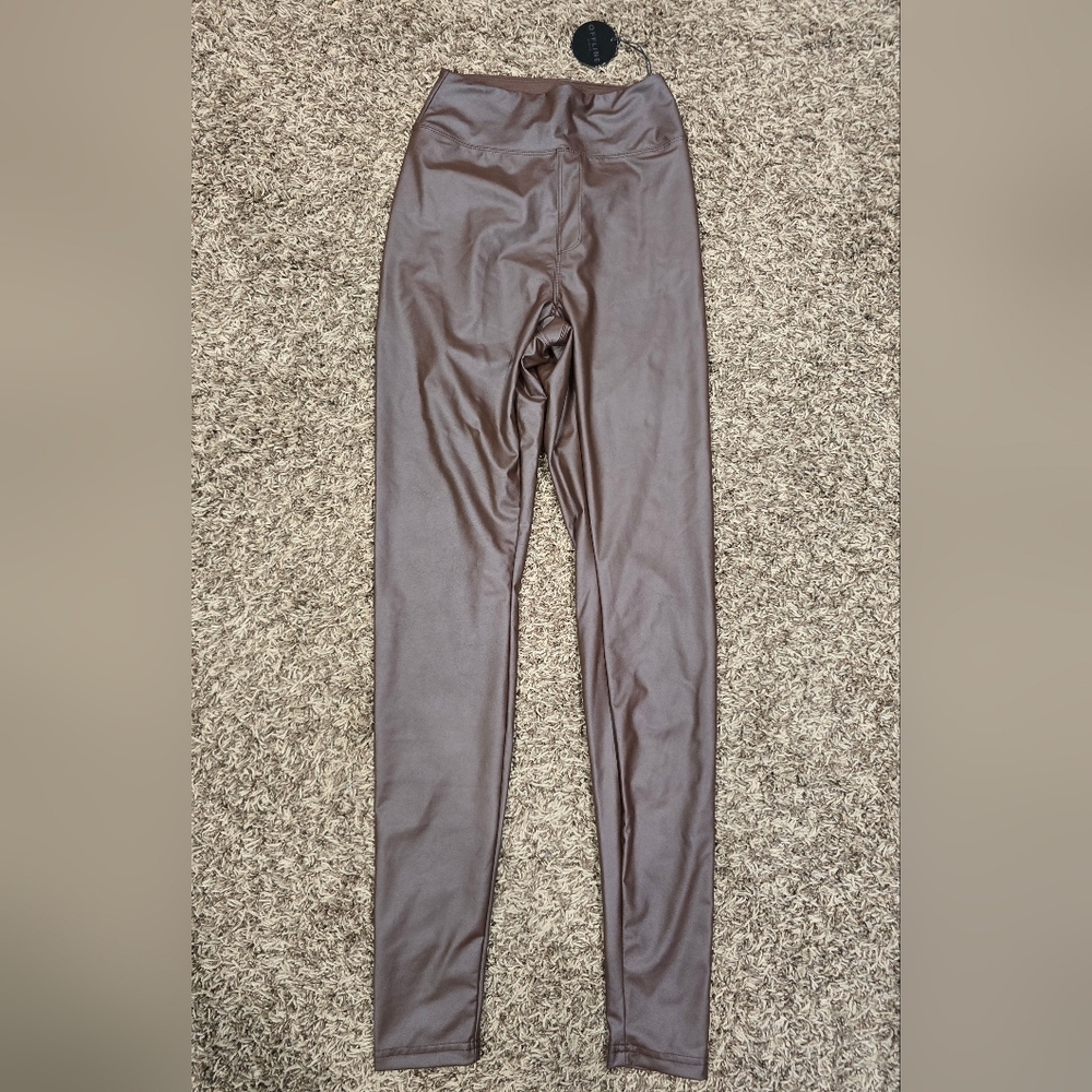 OFFLINE by Aerie Legging Women Brown Faux Leather NWT High Waisted - Picture 2 of 7